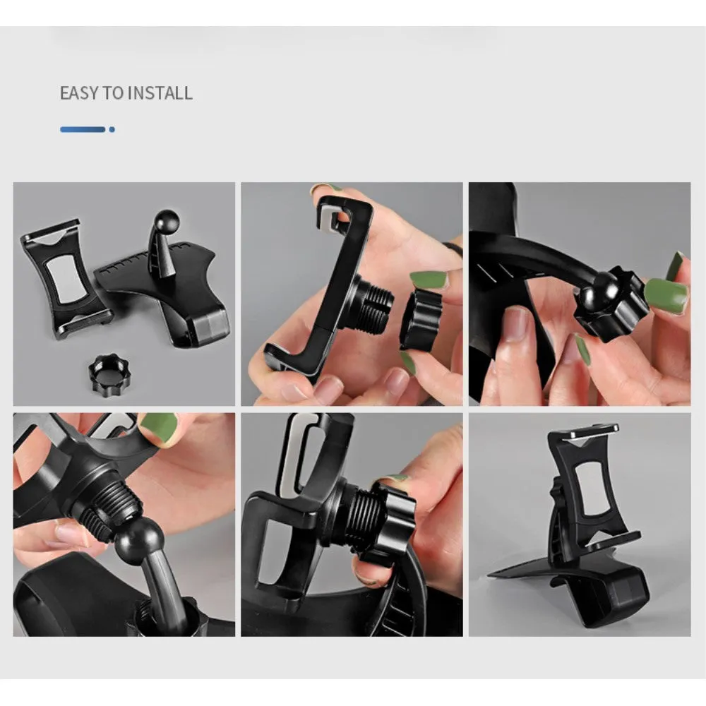 3 in 1 Car GPS Smartphone Holder: Dashboard / Visor Clamp   AC Grid Clip for ZTE Small Fresh 5 - Black