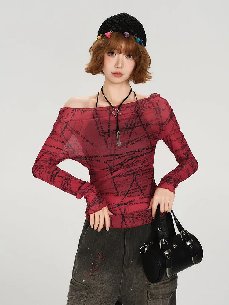 American Vintage Off-Shoulder Mesh Top