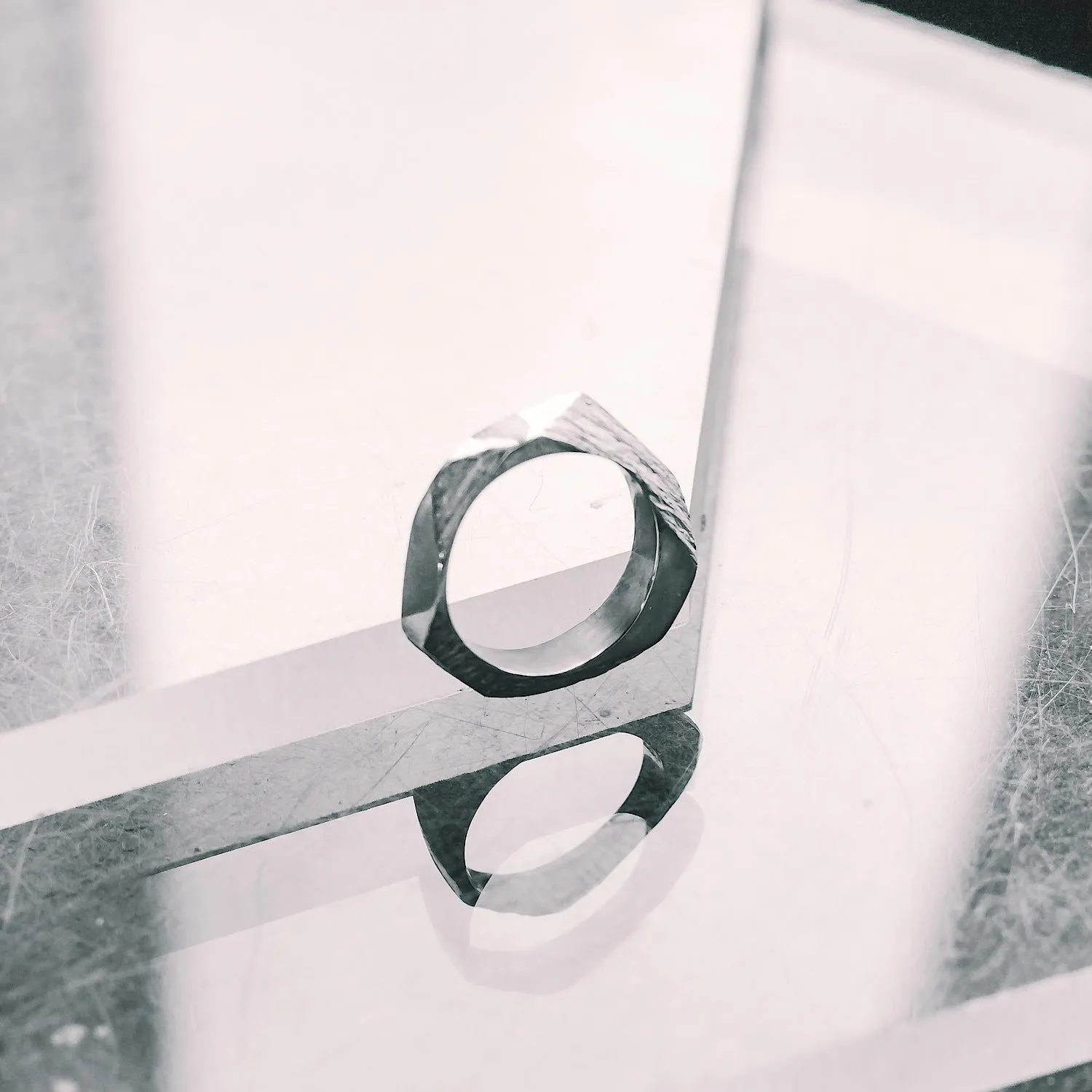 Geometric Textured Sterling Silver Ring