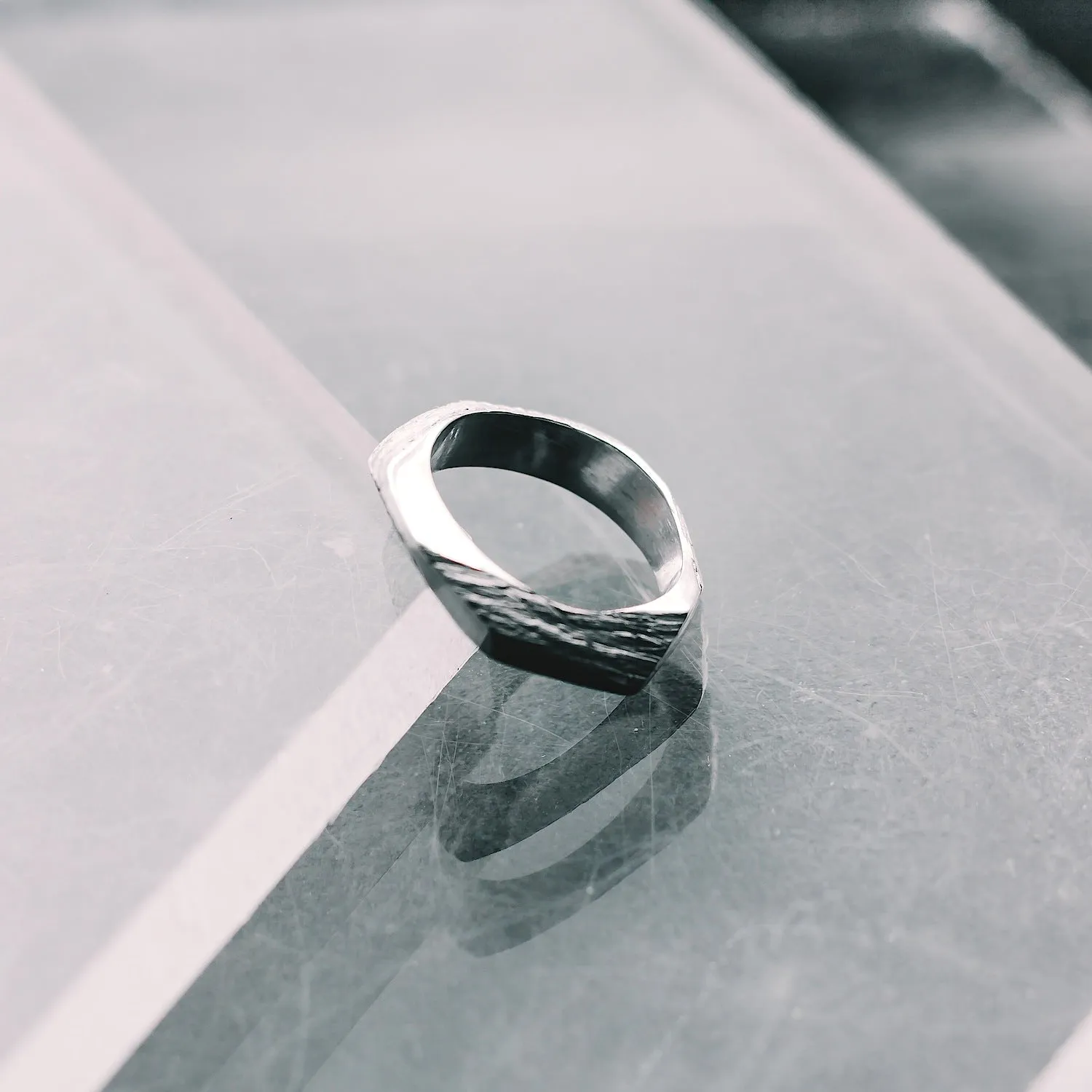 Geometric Textured Sterling Silver Ring