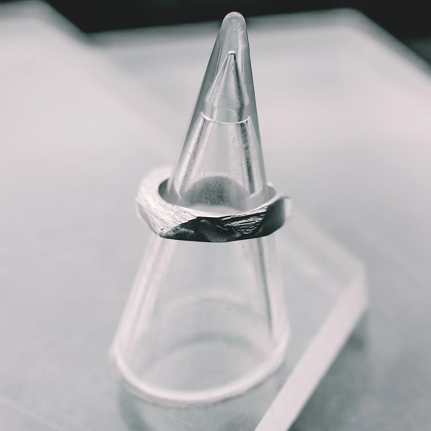 Geometric Textured Sterling Silver Ring