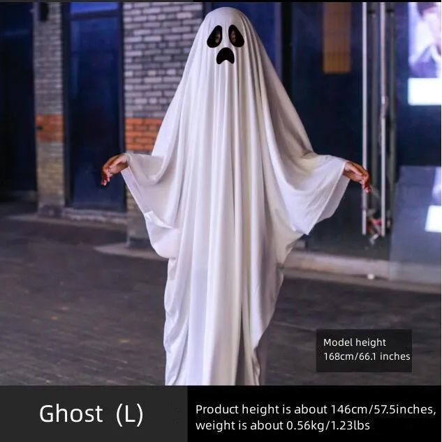 Ghost Poncho Halloween Scary Ghost Cape for Kids