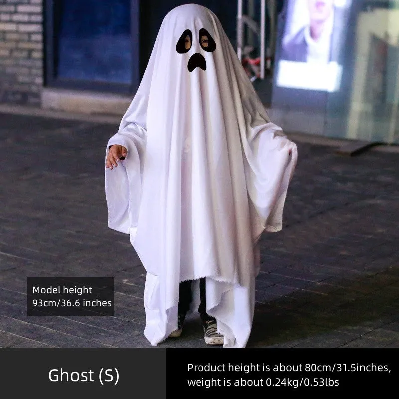 Ghost Poncho Halloween Scary Ghost Cape for Kids