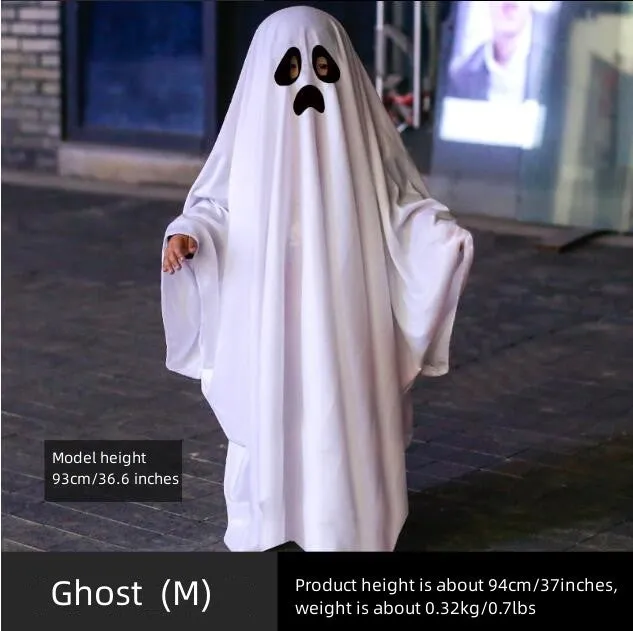 Ghost Poncho Halloween Scary Ghost Cape for Kids