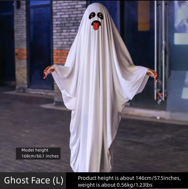 Ghost Poncho Halloween Scary Ghost Cape for Kids