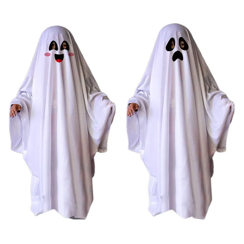 Ghost Poncho Halloween Scary Ghost Cape for Kids