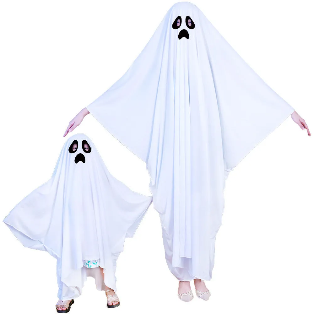 Ghost Poncho Halloween Scary Ghost Cape for Kids