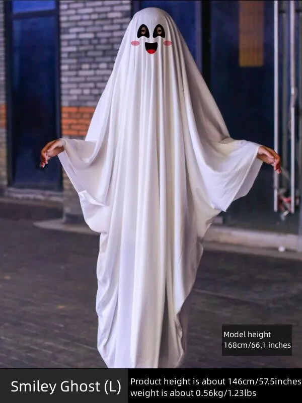Ghost Poncho Halloween Scary Ghost Cape for Kids