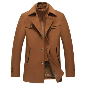 James Washington Men Mid-Length Wool Coat