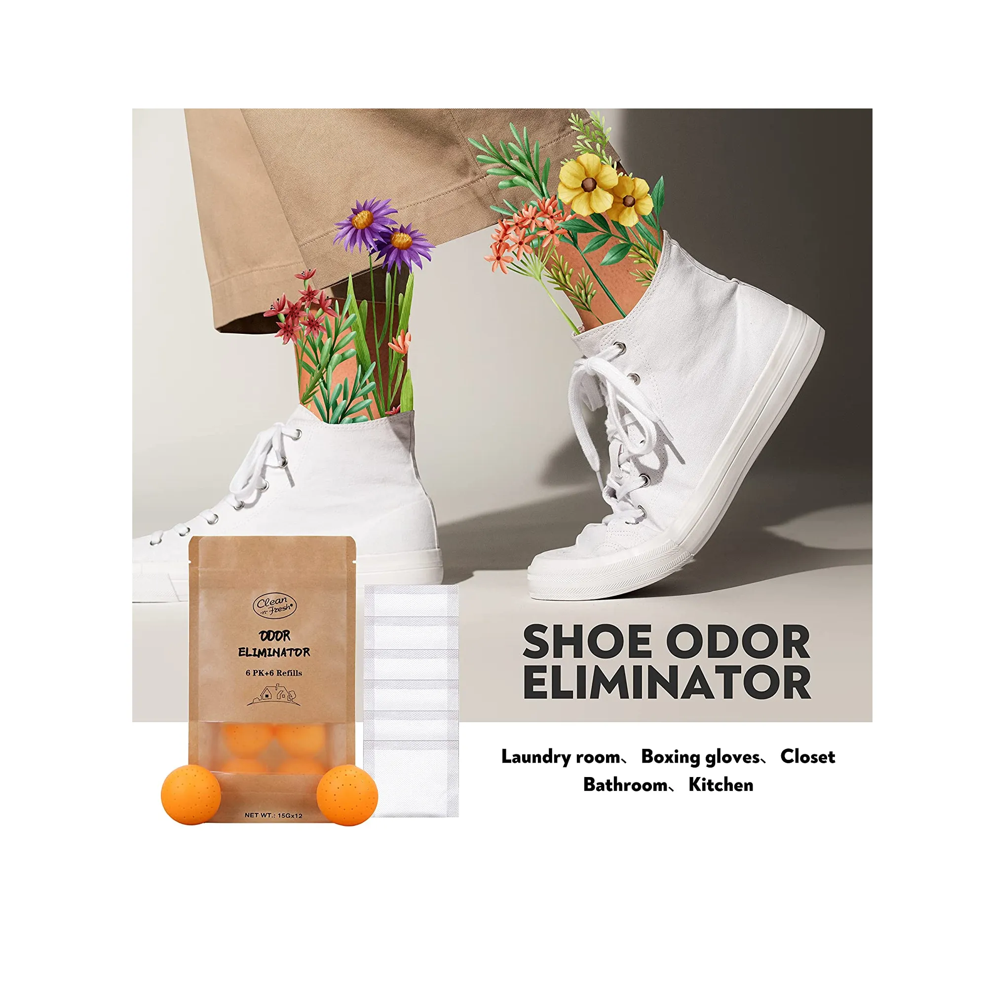 Natural Shoe Deodorizer Balls for Sneaker 12 Pack Baking Soda Ball 6 Deodorizer