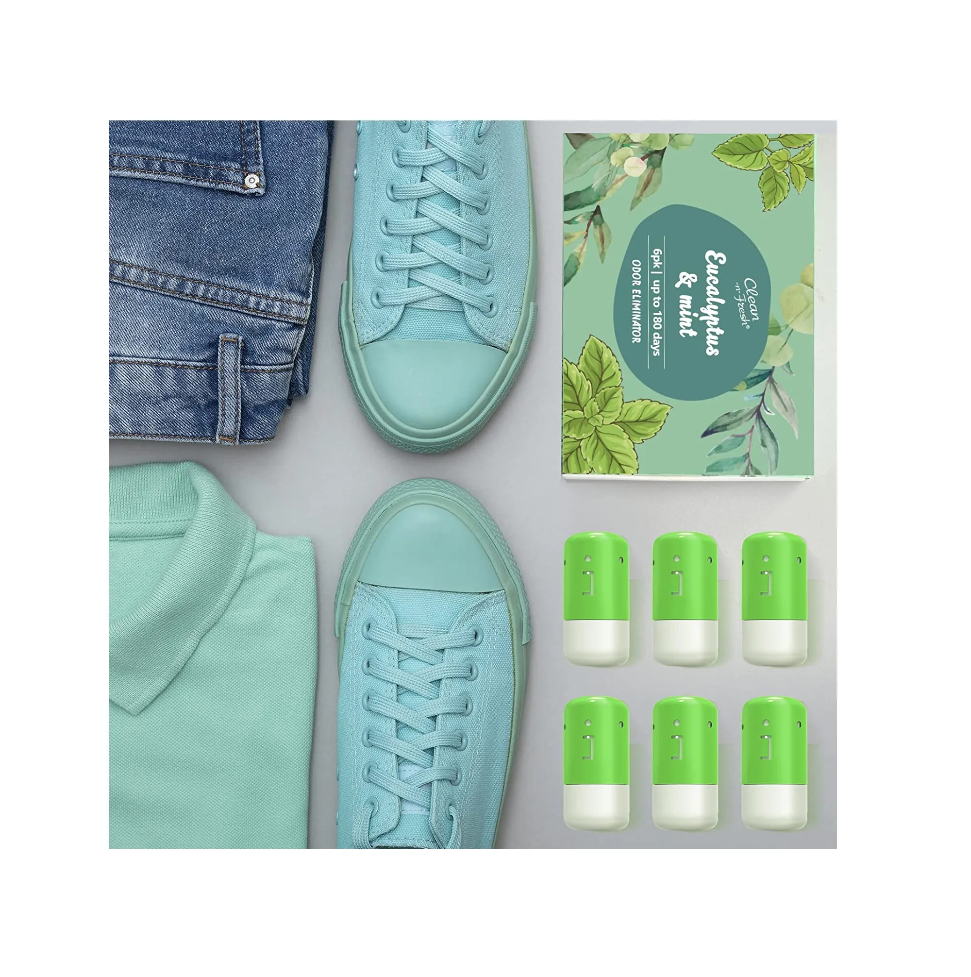 Shoe Deodorizer Balls for Sneaker 6 Pack Eucalyptus & Mint Essential Oil