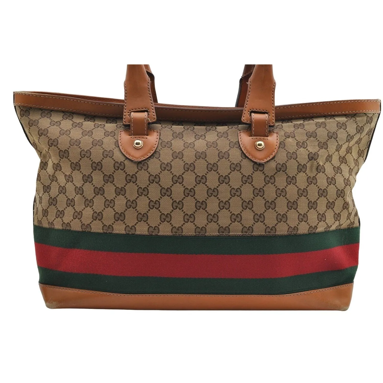 SOLD- Gucci brown Guccissima Web Heritage XL Tote w red & green