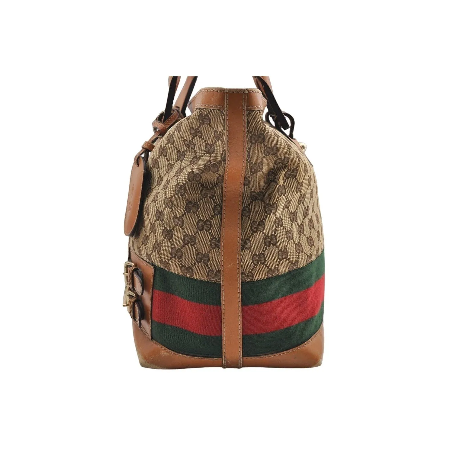SOLD- Gucci brown Guccissima Web Heritage XL Tote w red & green