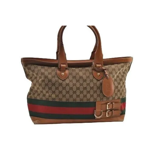 SOLD- Gucci brown Guccissima Web Heritage XL Tote w red & green