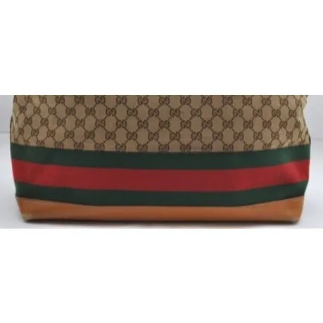 SOLD- Gucci brown Guccissima Web Heritage XL Tote w red & green