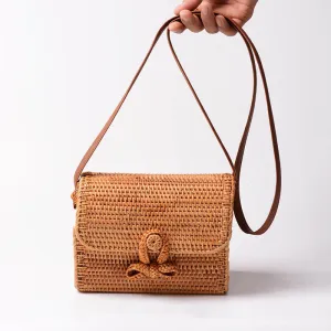 Summer Women'S Rattan Bag Purses With Leather Strap-Showtown