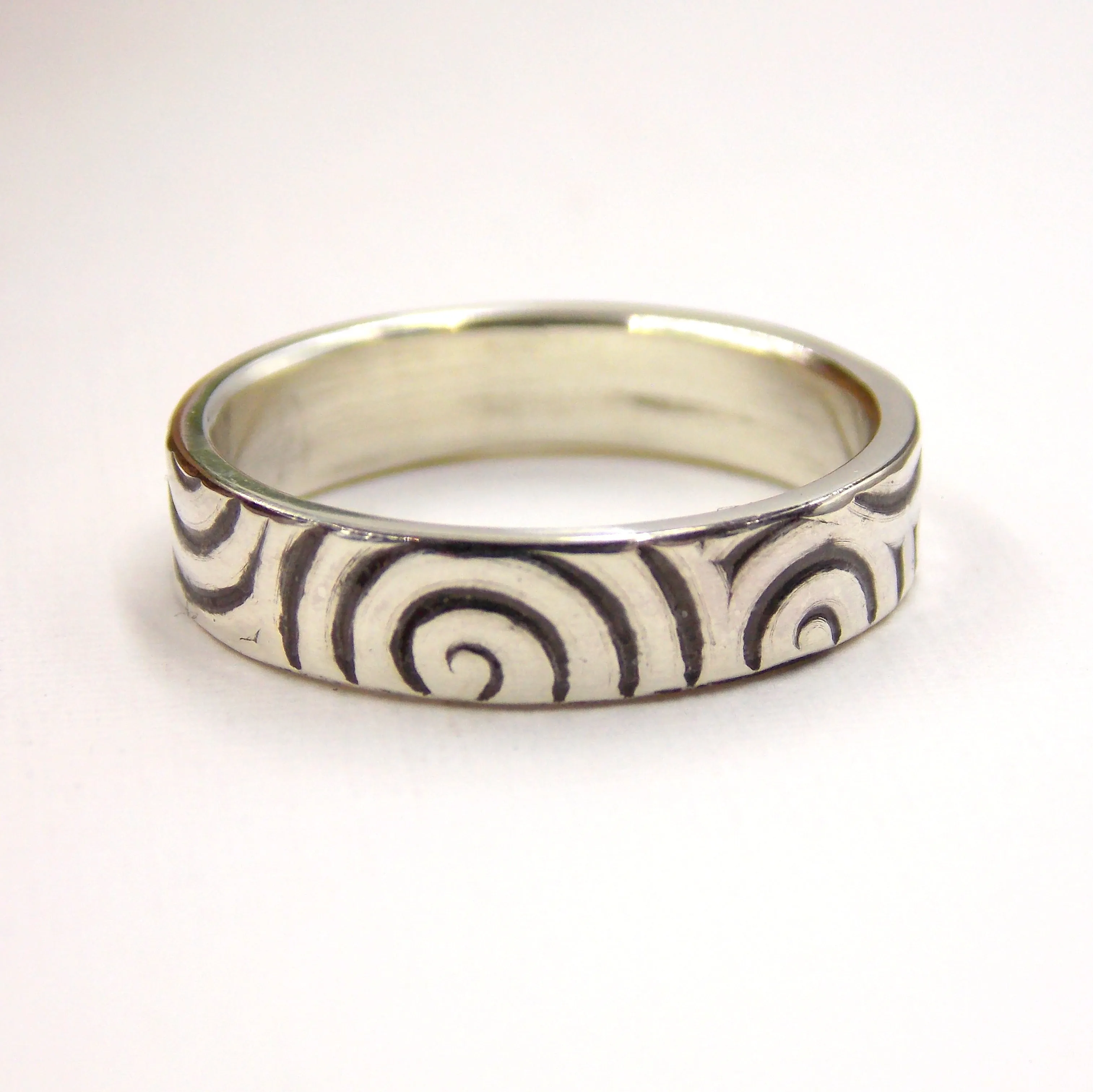 Swirl Patterned Sterling Silver Band with Oxidized Finish