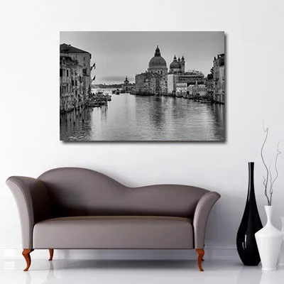Venice Grande Canal at Sunset Black and White - Venice Canvas